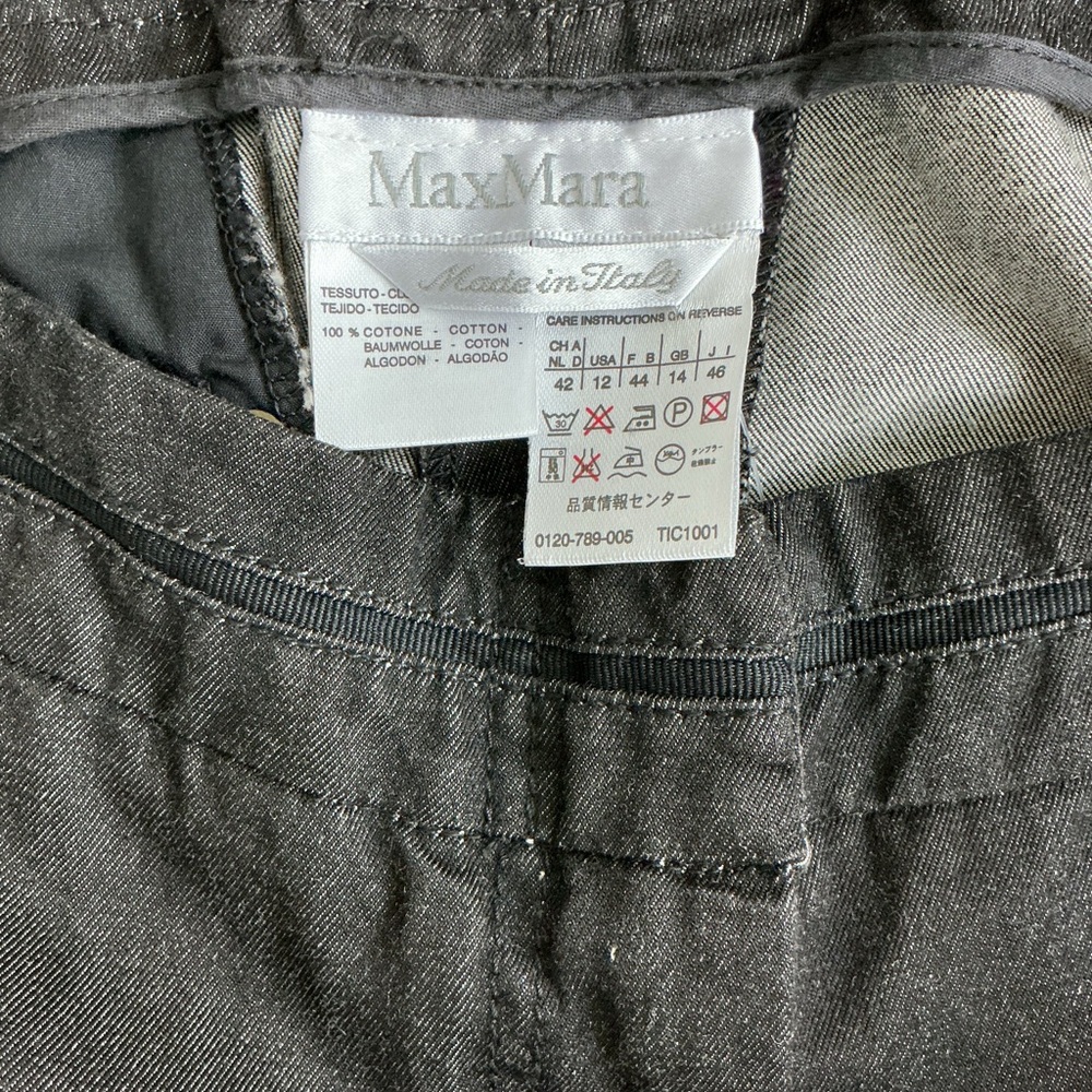 MaxMara Women’s Cotton Charcoal Gray Black Stripe Trouser (Size 12) - Picture 4 of 8